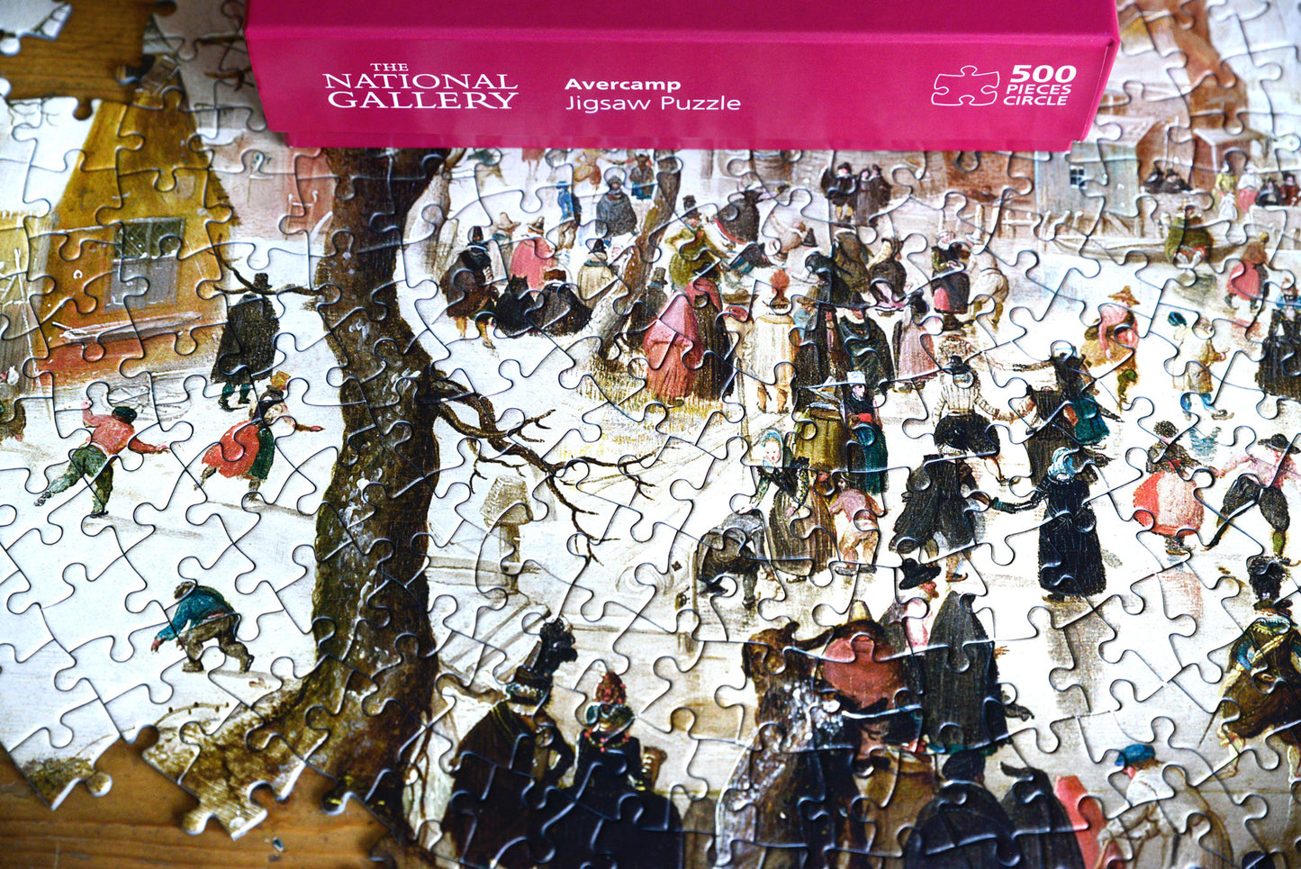 A Winter Scene with Skaters near a Castle - National Gallery 500 Piece Circular Jigsaw Puzzle