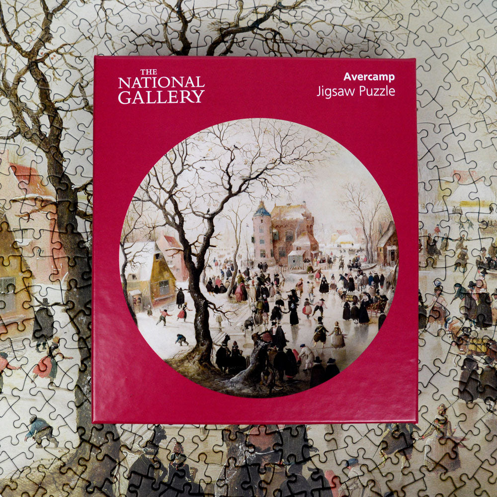 A Winter Scene with Skaters near a Castle - National Gallery 500 Piece Circular Jigsaw Puzzle