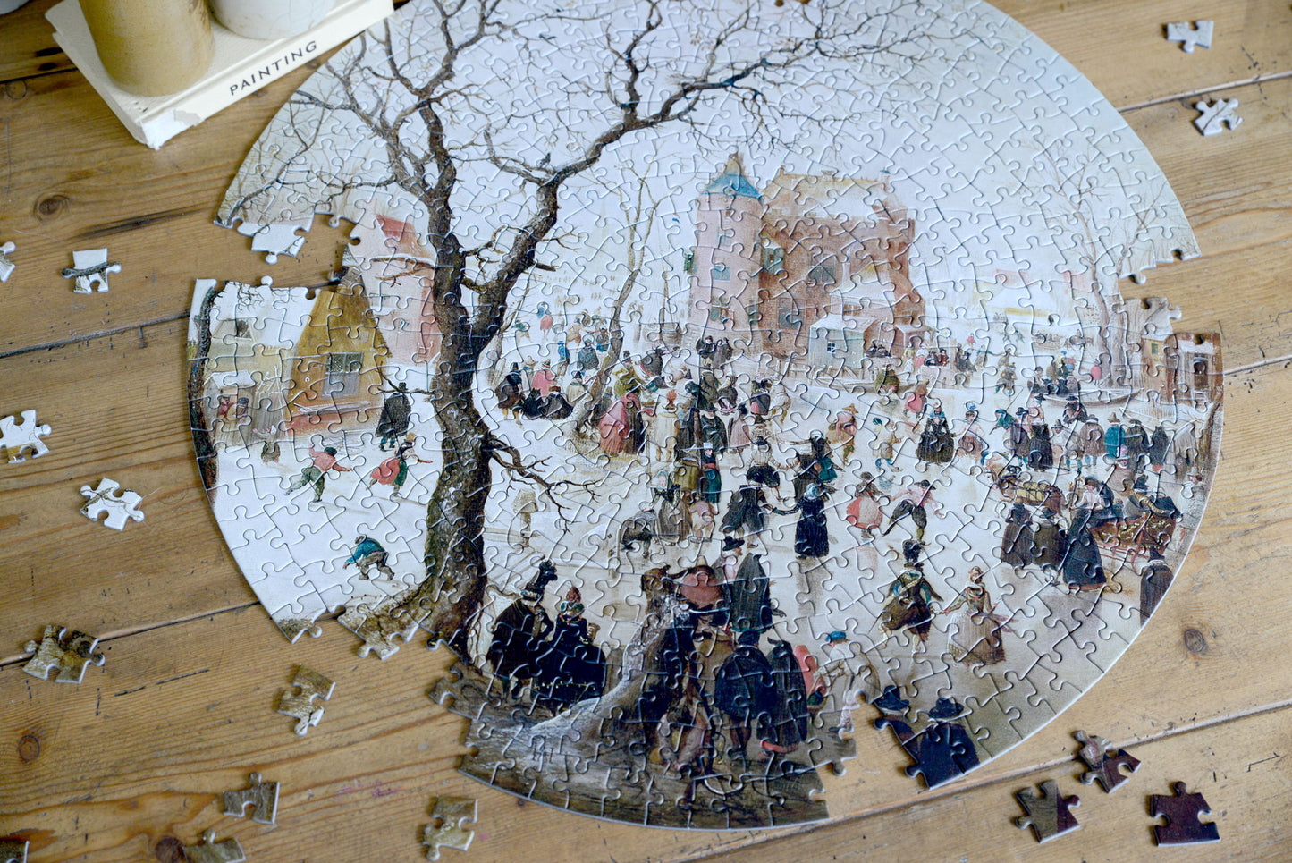 A Winter Scene with Skaters near a Castle - National Gallery 500 Piece Circular Jigsaw Puzzle
