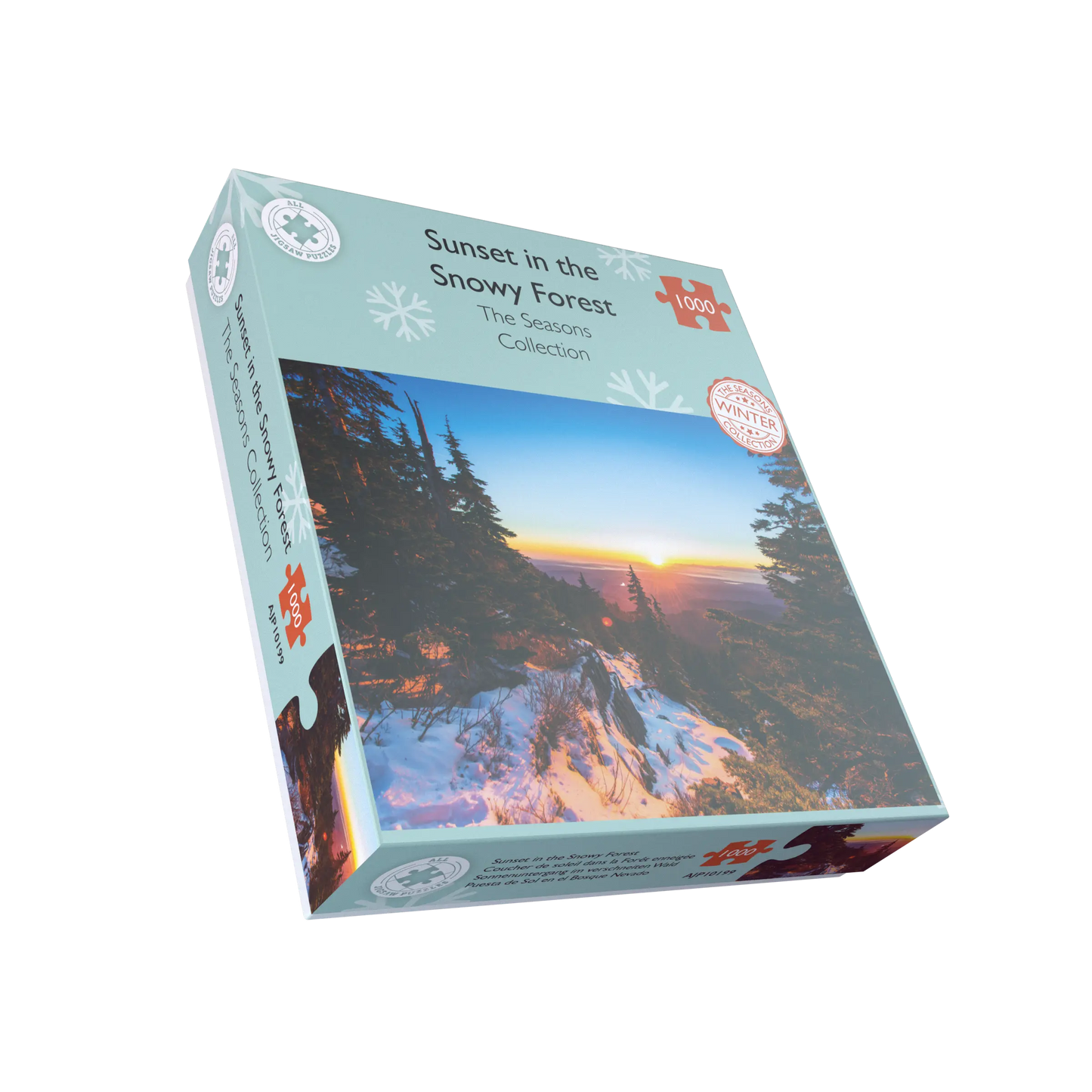 Sonnenuntergang im verschneiten Wald, 1000-teiliges Puzzle