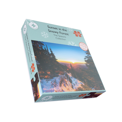 Sonnenuntergang im verschneiten Wald, 1000-teiliges Puzzle
