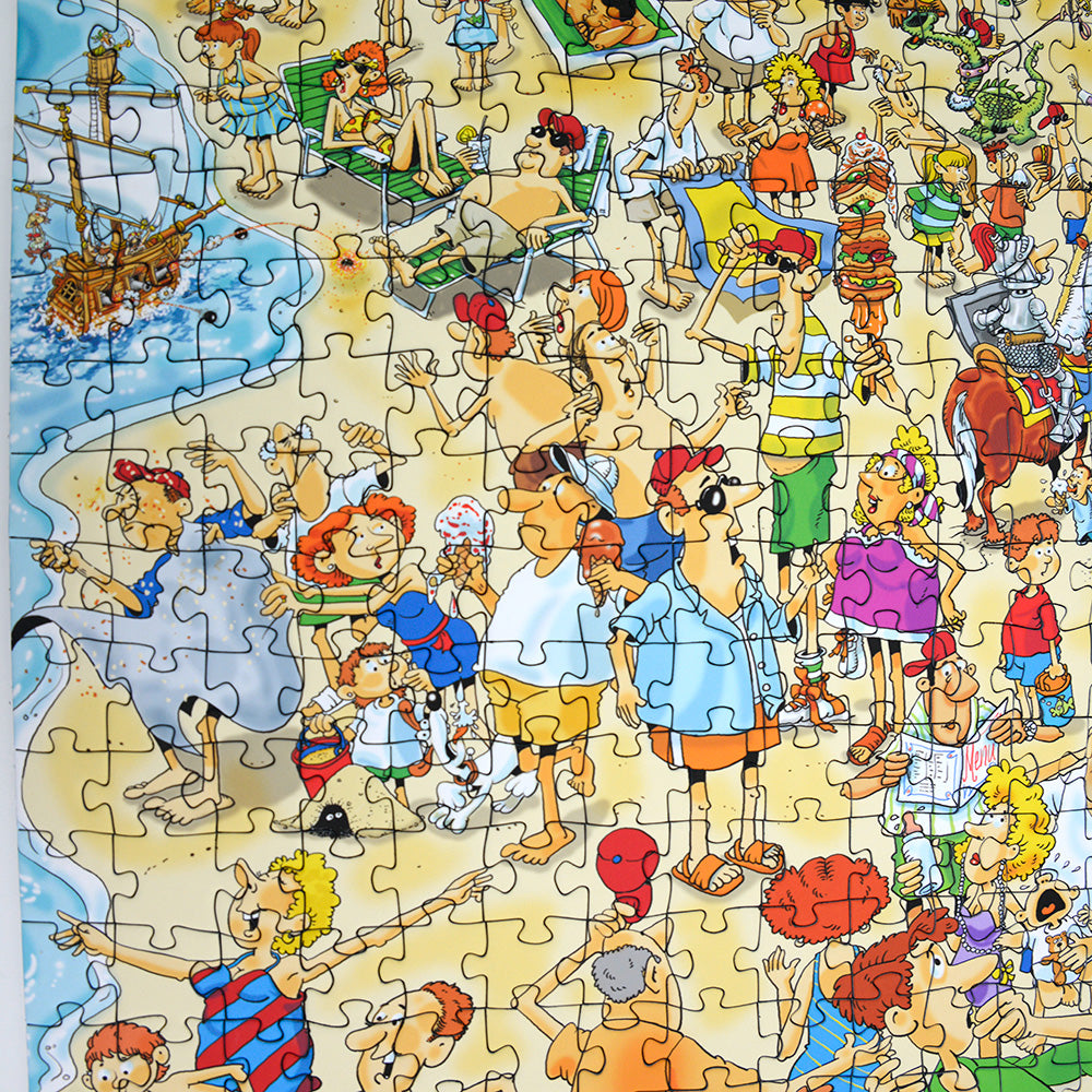 At The Beach 1000 Piece Jigsaw Puzzle - Colorful Retro Beach Scene For Adults & Families