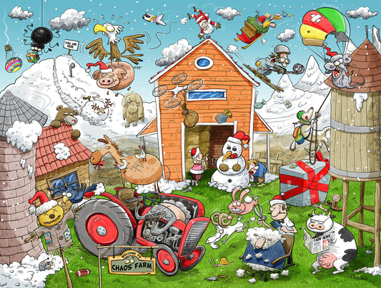Christmas at Chaos Farm - No.1 1000 or 500 Piece Jigsaw Puzzle
