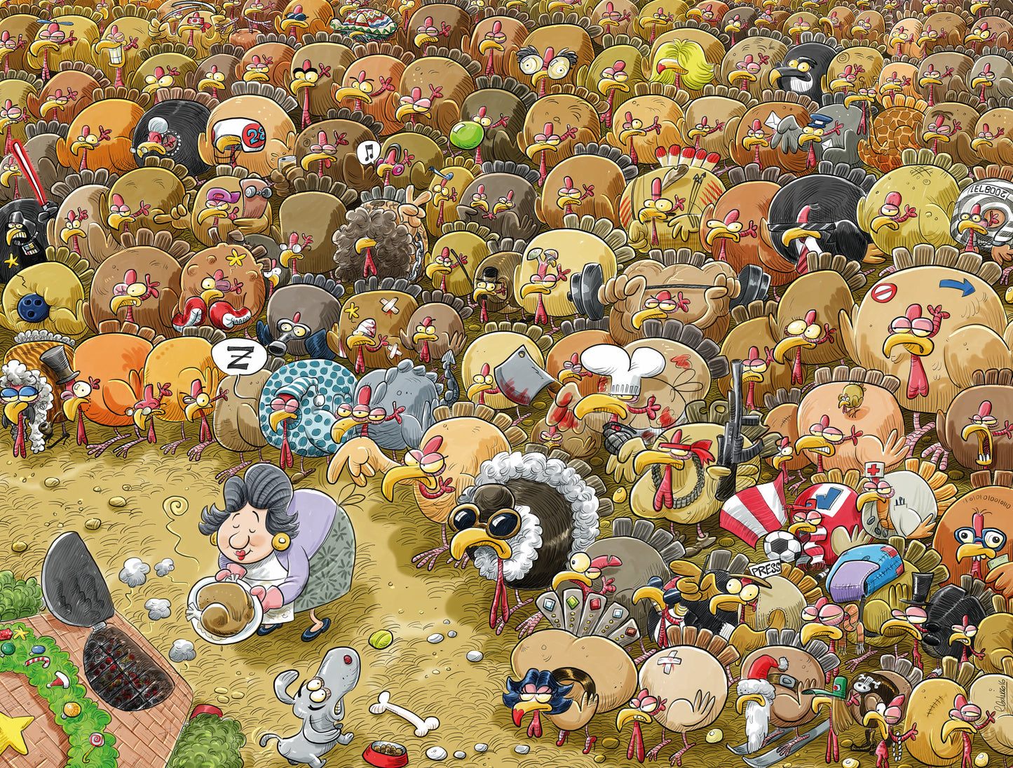Weihnachtschaos auf der Turkey Farm – Nr. 3, 1000- oder 500-teiliges Puzzle