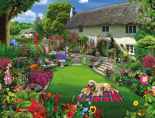 Hunde in einem Bauerngarten, 1000- oder 500-teiliges Puzzle