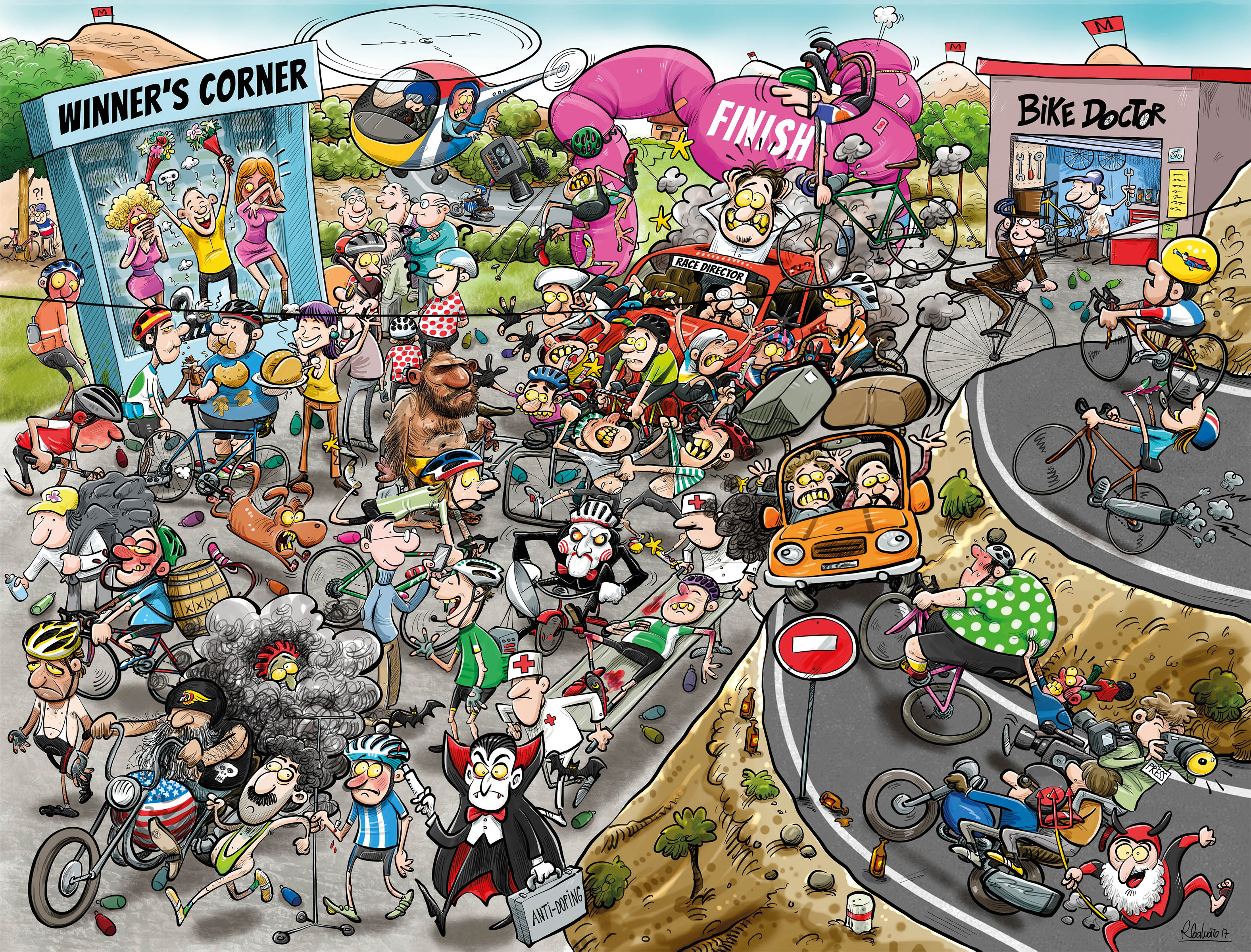 Chaos at the Cycling Tournament - No.12 1000 Piece Jigsaw Puzzle
