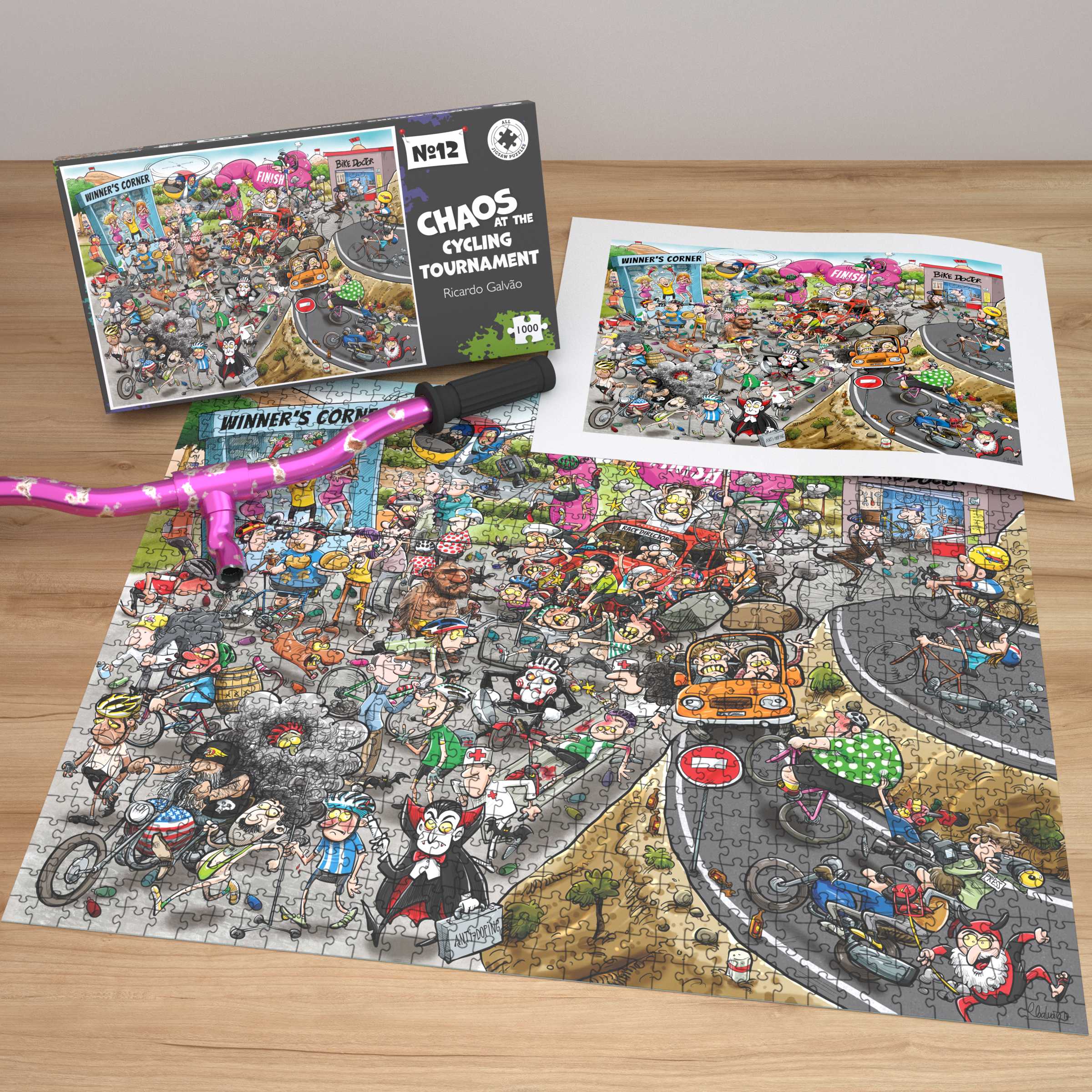Chaos at the Cycling Tournament - No.12 1000 Piece Jigsaw Puzzle