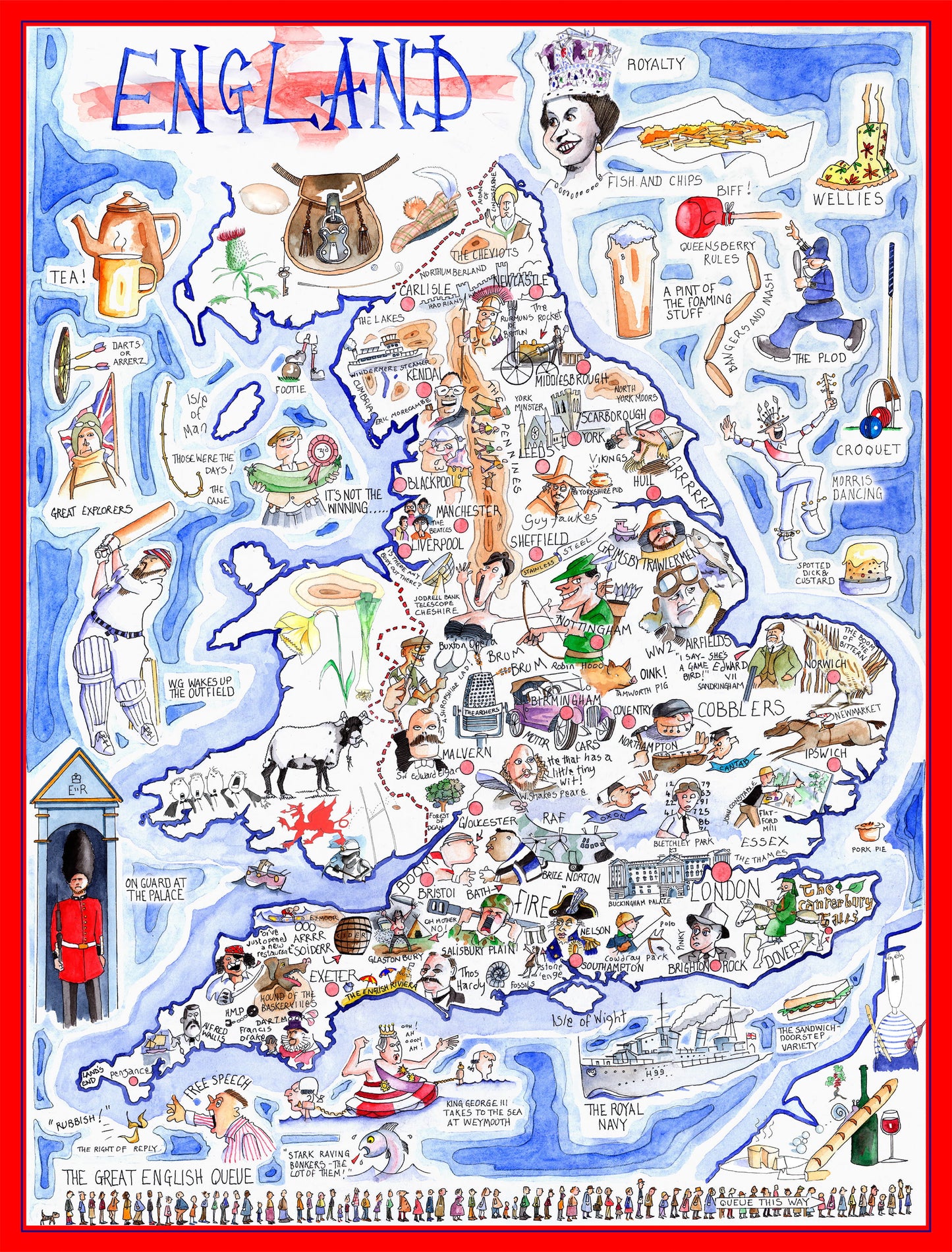 Karte von England – Tim Bulmer, 1000-teiliges Puzzle