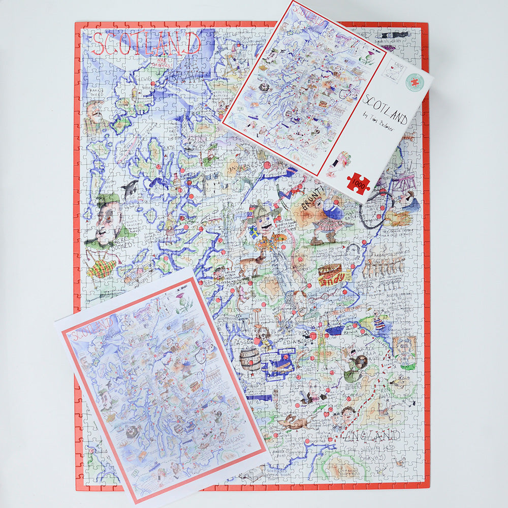 Tim Bulmer's Scotland Map Jigsaw & Tea Towel Gift Bundle