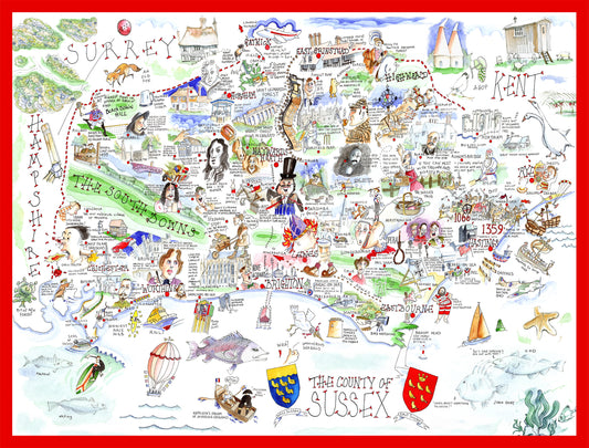 Map of Sussex - Tim Bulmer 1000 Piece Jigsaw Puzzle