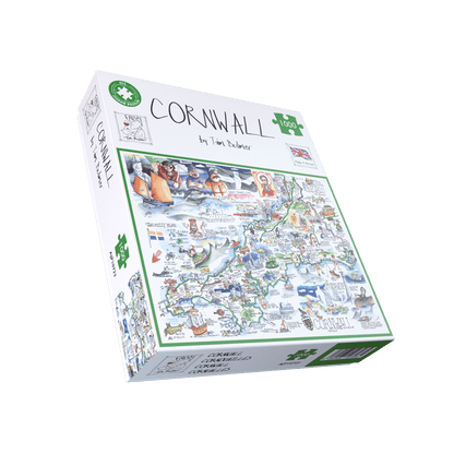 Tim Bulmer's Cornwall Map Jigsaw and Tea Towel Gift Bundle
