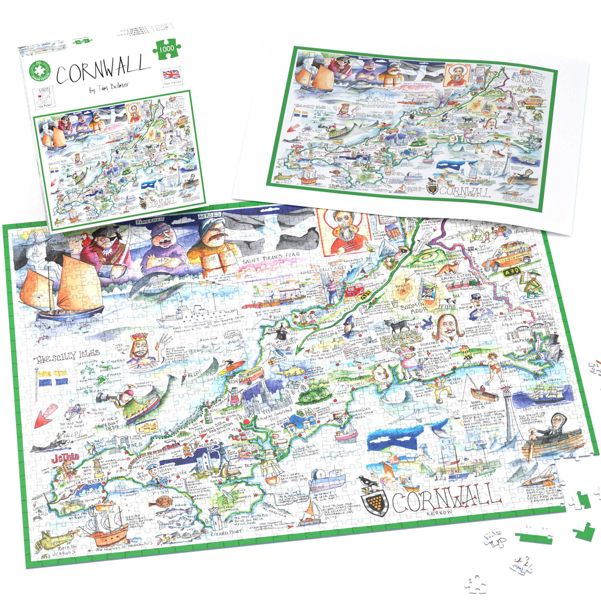Carte des Cornouailles - Puzzle Tim Bulmer 1000 pièces