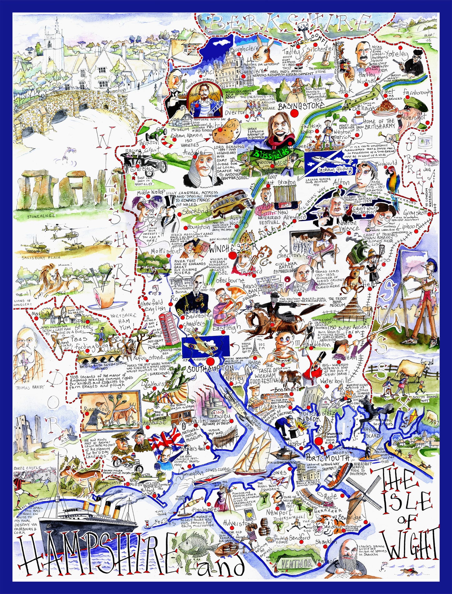 Map of Hampshire - Tim Bulmer 1000 Piece Jigsaw Puzzle