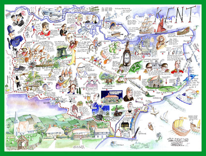 Tim Bulmer's Map of Kent Jigsaw & Tea Towel Gift Bundle