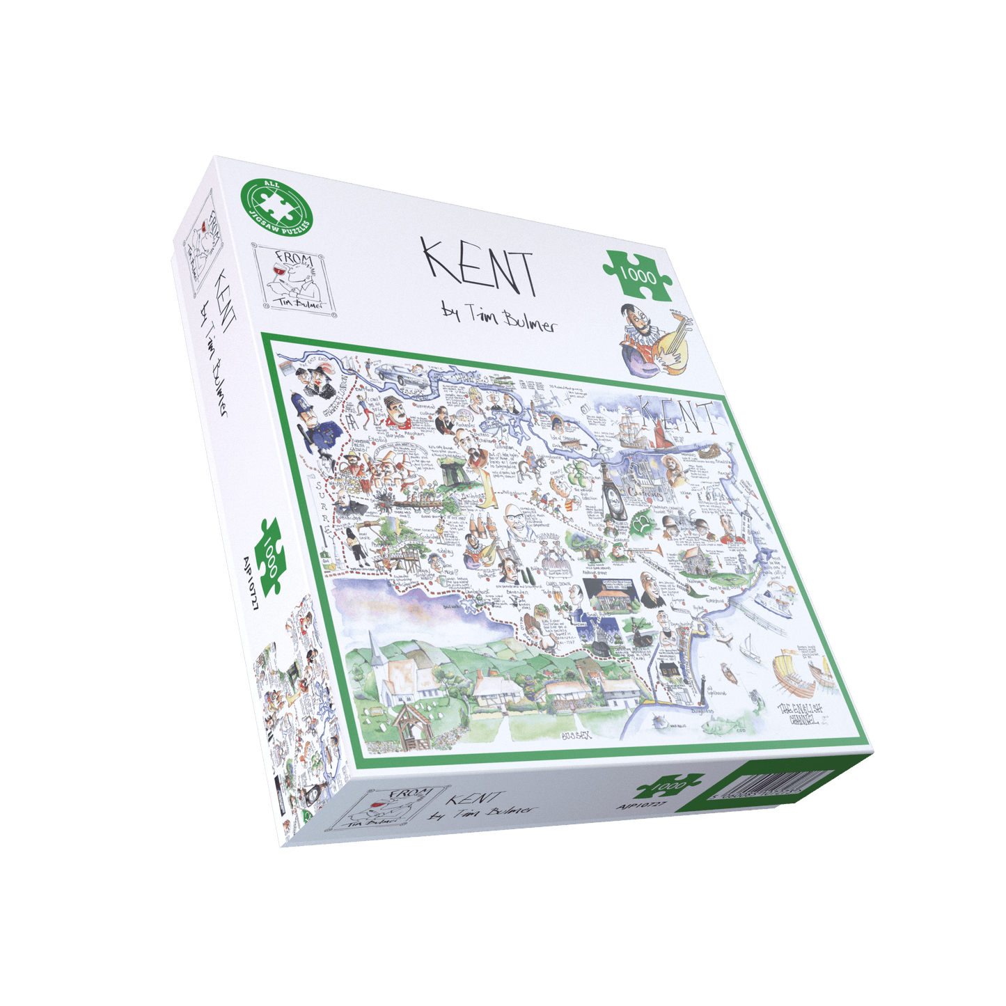 Tim Bulmer's Map of Kent Jigsaw & Tea Towel Gift Bundle