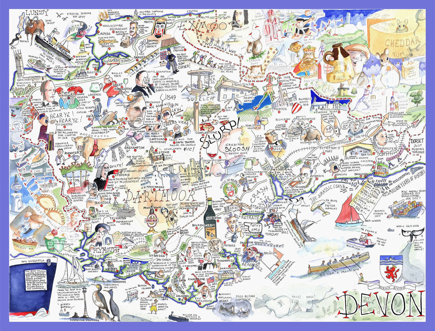 Tim Bulmer's Devon Map Jigsaw & Tea Towel Gift Bundle