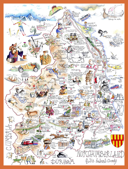 Map of Northumberland - Tim Bulmer 1000 Piece Jigsaw Puzzle
