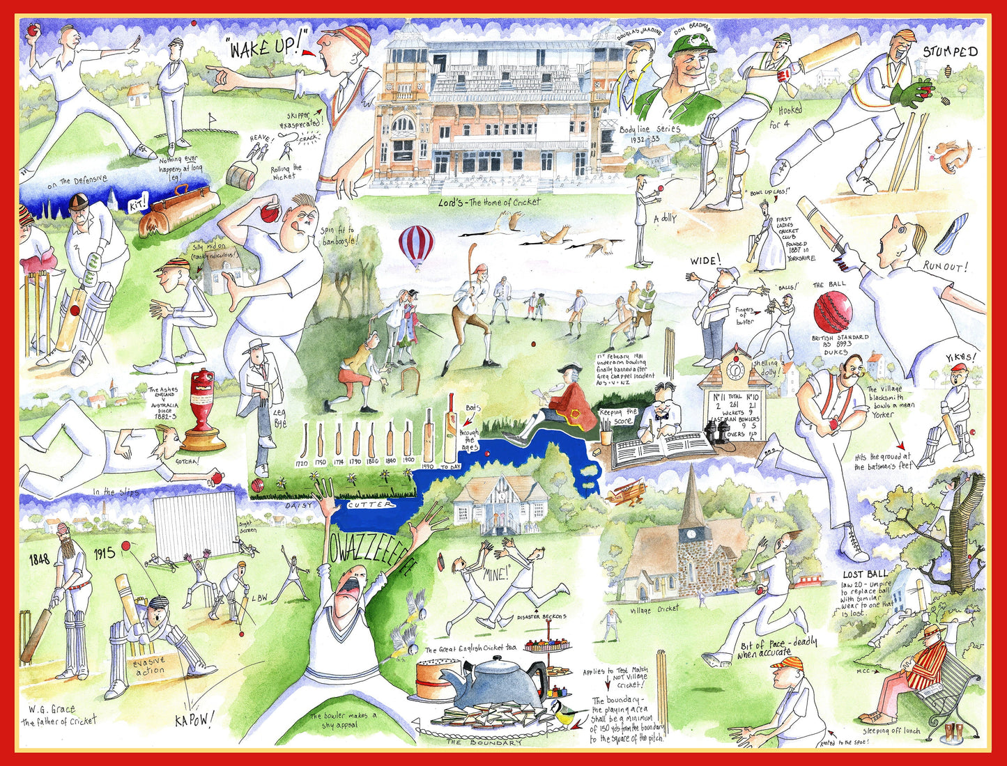 Tim Bulmer's Cricket Gift Jigsaw & Tea Towel Gift Bundle