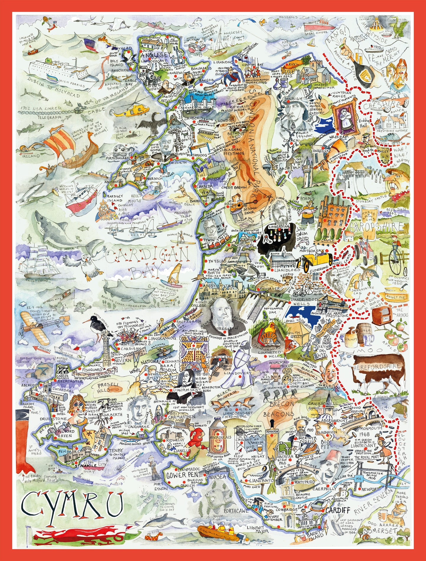 Tim Bulmer Map of Wales - 1000 Piece Jigsaw Puzzle