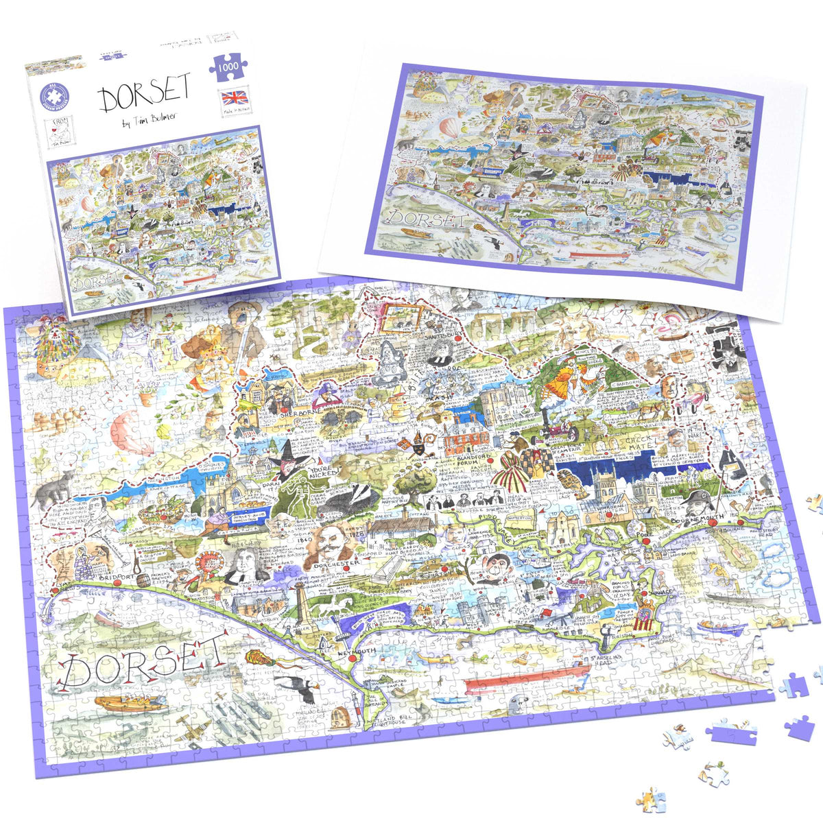 Map of Dorset - Tim Bulmer 1000 Piece Jigsaw Puzzle