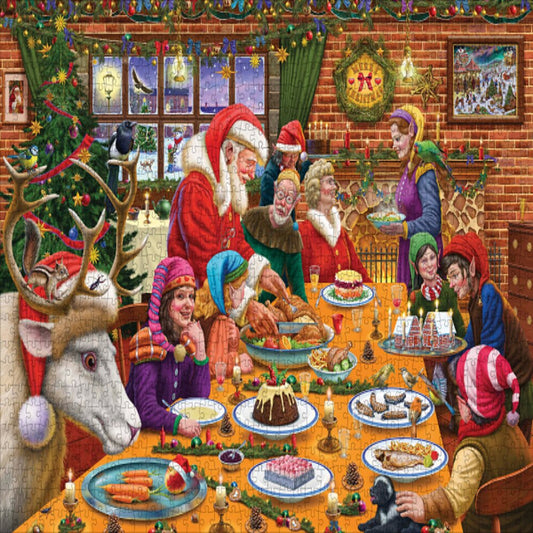 Weihnachtsessen in der Werkstatt des Weihnachtsmanns – 1000-teiliges Puzzle