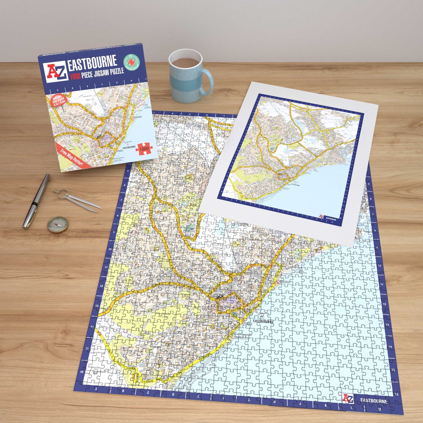 Carte d'Eastbourne de A à Z, puzzle de 1000 pièces