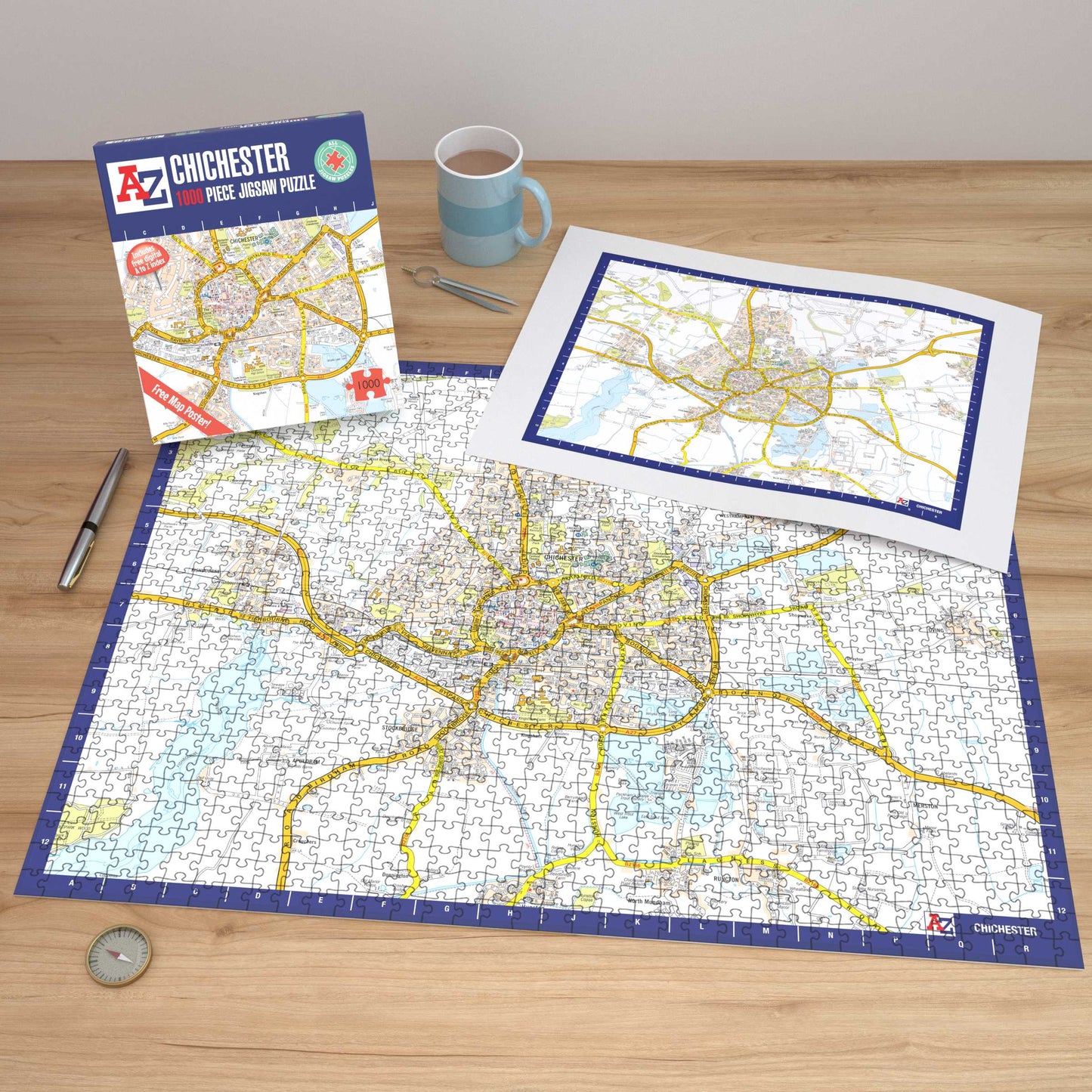 Puzzle 1000 pièces de la carte de Chichester de A à Z
