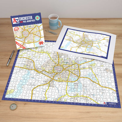 Puzzle 1000 pièces de la carte de Chichester de A à Z