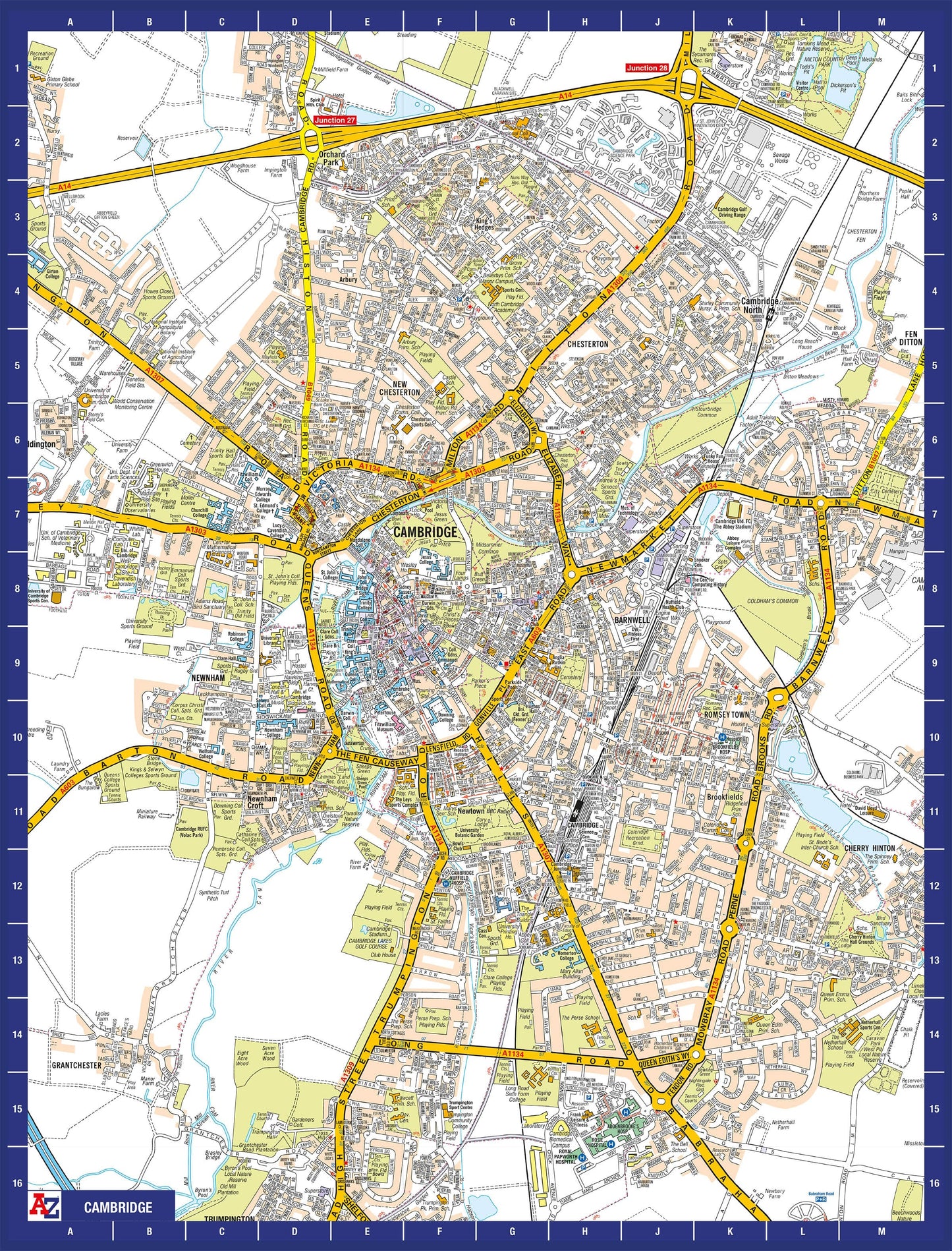 Puzzle 1000 pièces de la carte de Cambridge de A à Z