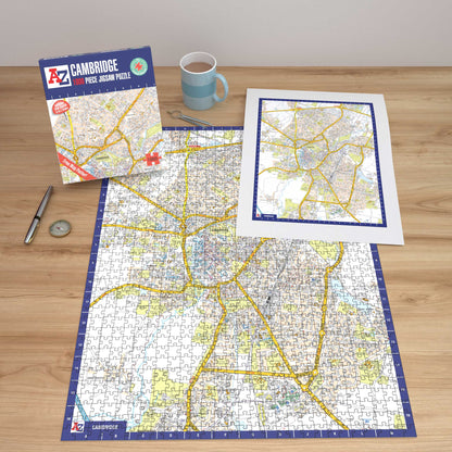 Puzzle 1000 pièces de la carte de Cambridge de A à Z