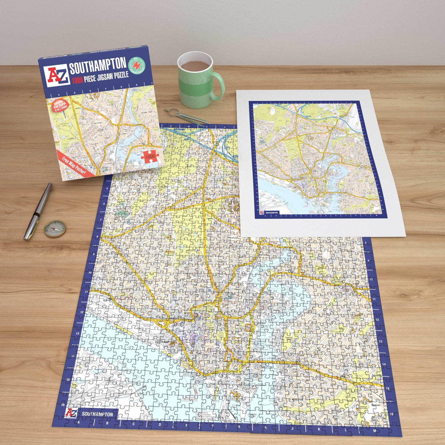 Carte de Southampton de A à Z, puzzle de 1000 pièces