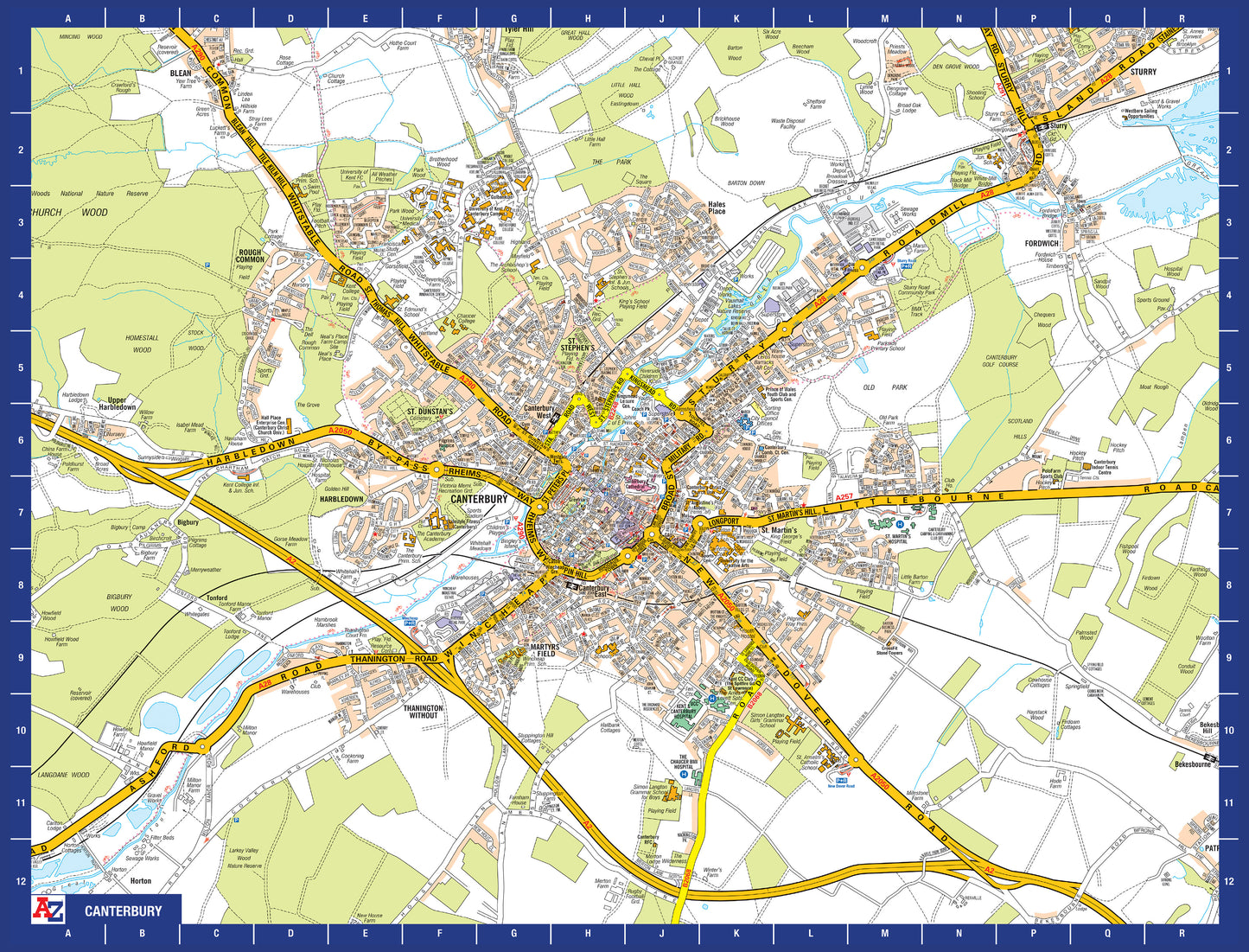 A to Z Map of  Canterbury 1000 Piece Jigsaw