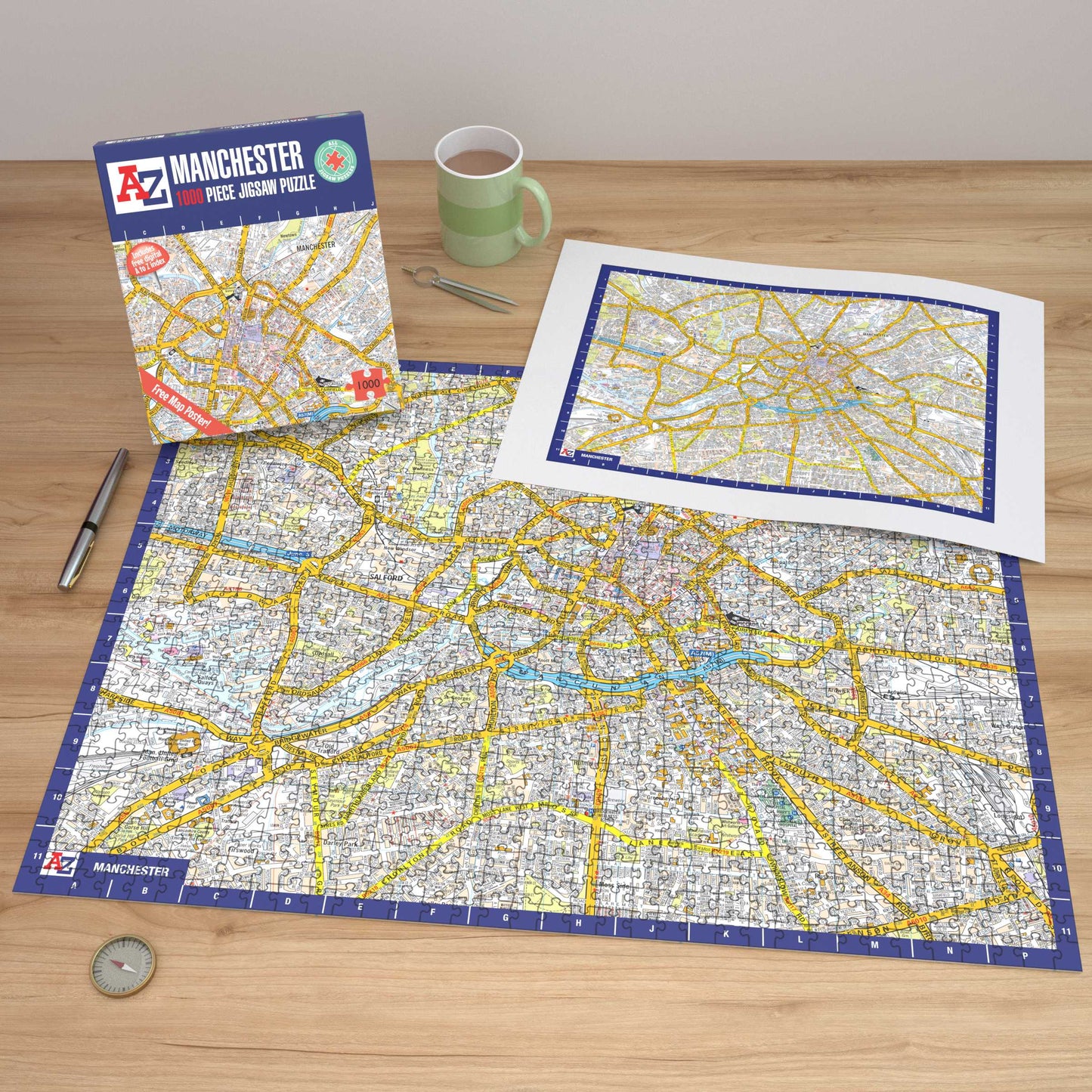 Puzzle 1000 pièces de la carte de Manchester de A à Z