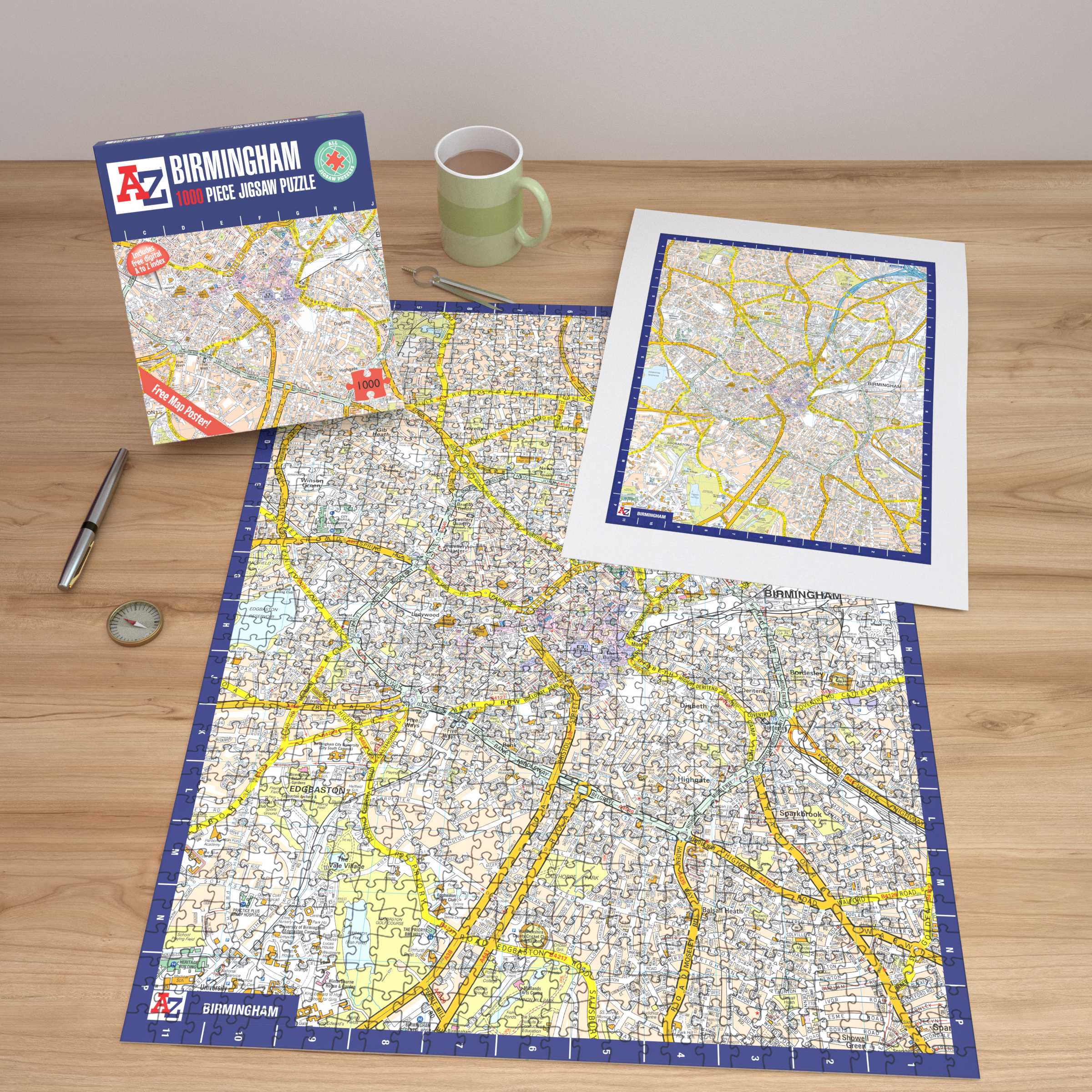 A-Z Map of Birmingham 1000 Piece Jigsaw – All Jigsaw Puzzles