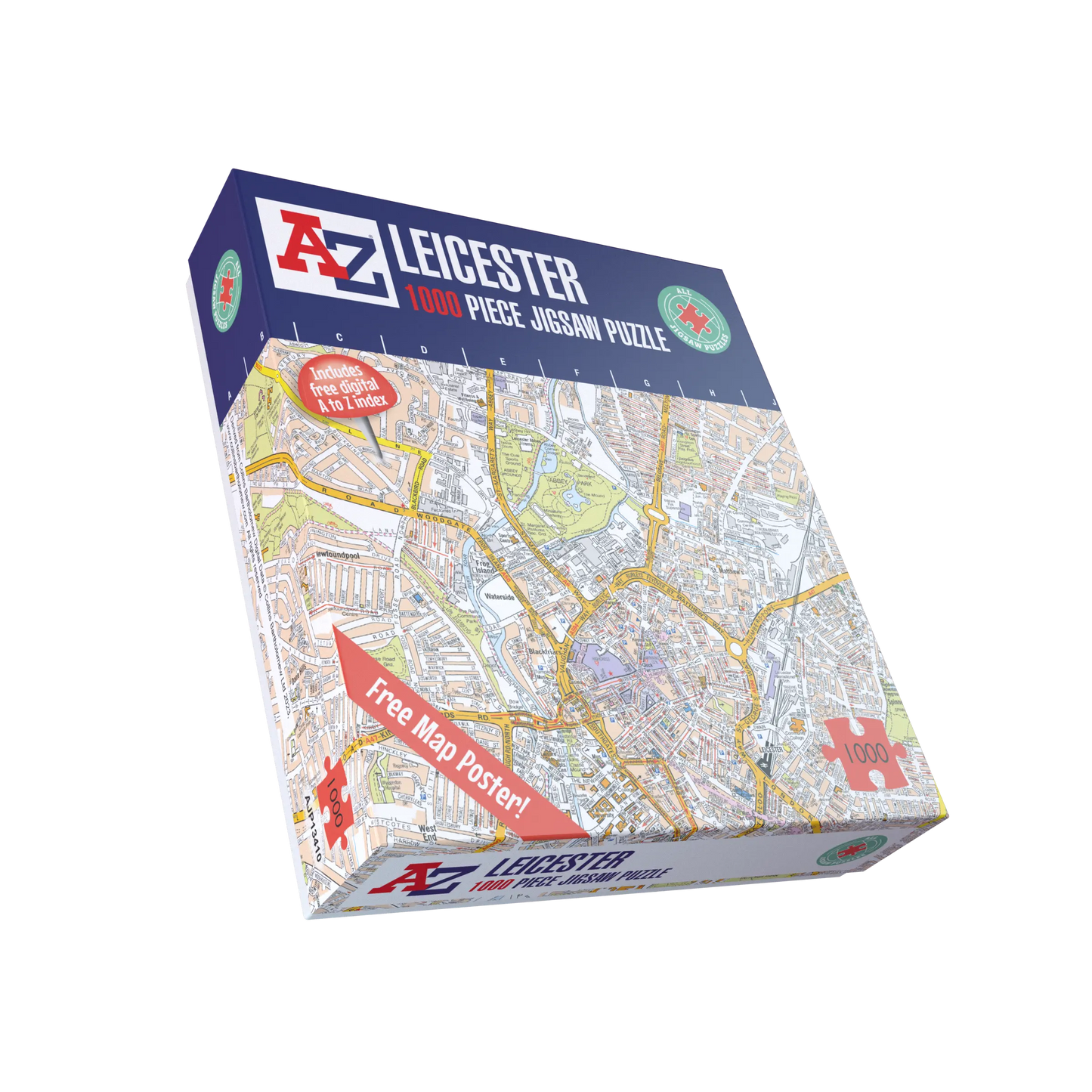 Puzzle mit 1000 Teilen, Karte von Leicester, von A bis Z
