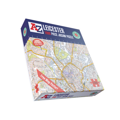 Puzzle mit 1000 Teilen, Karte von Leicester, von A bis Z