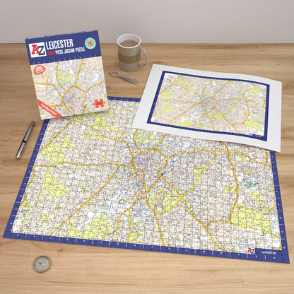Puzzle mit 1000 Teilen, Karte von Leicester, von A bis Z