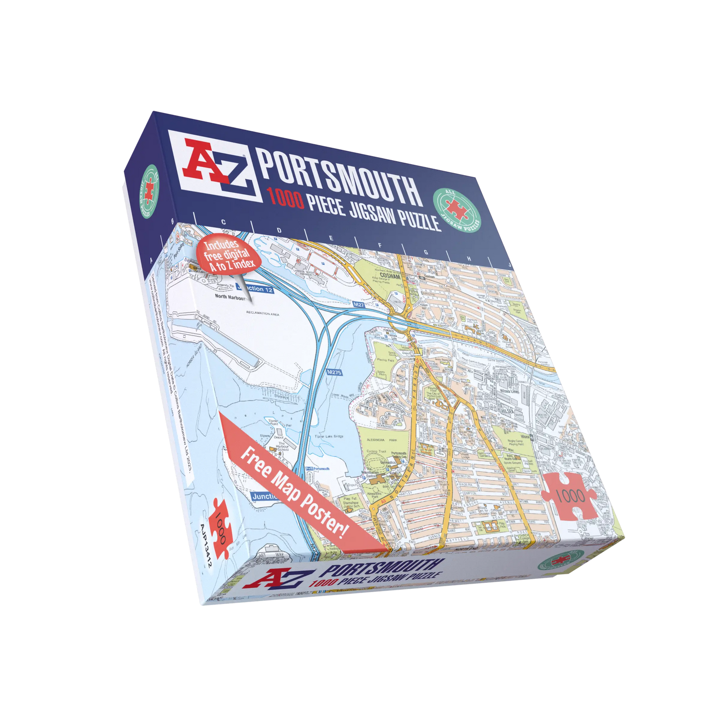 Puzzle 1000 pièces de la carte de Portsmouth de A à Z