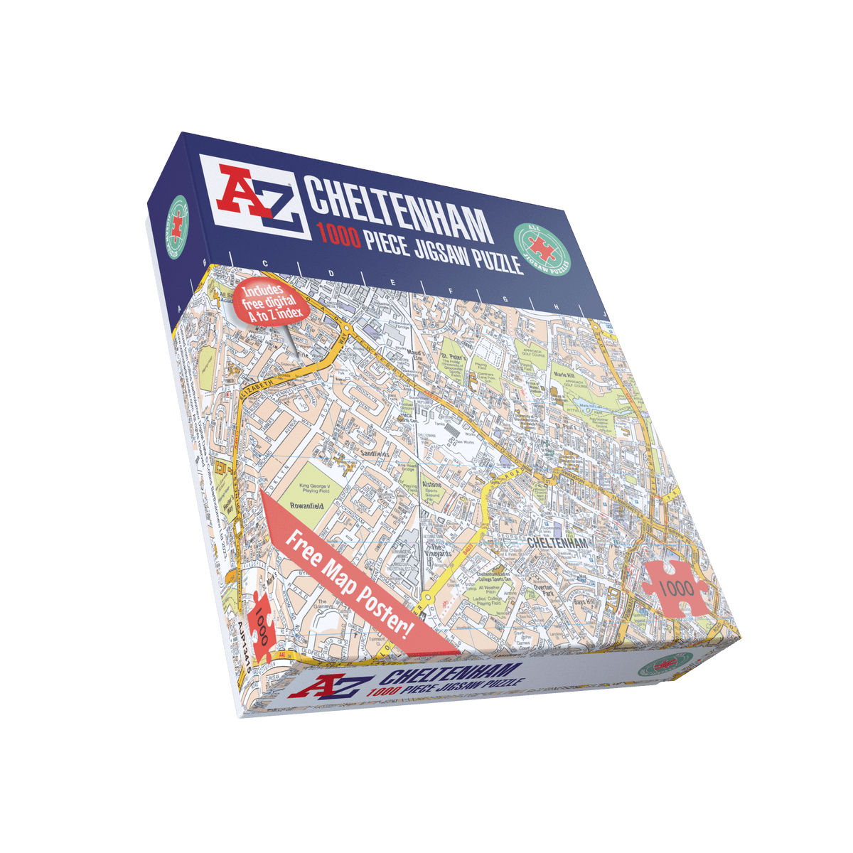 Puzzle mit 1000 Teilen, Karte von Cheltenham, von A bis Z