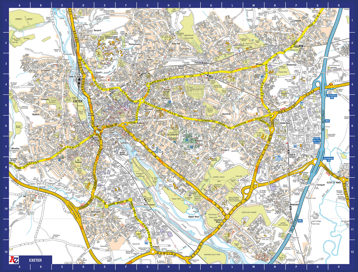 Puzzle 1000 pièces de la carte d'Exeter de A à Z
