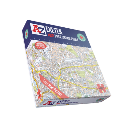 Puzzle 1000 pièces de la carte d'Exeter de A à Z