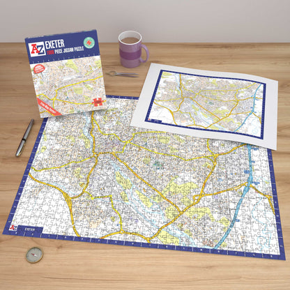 Puzzle 1000 pièces de la carte d'Exeter de A à Z