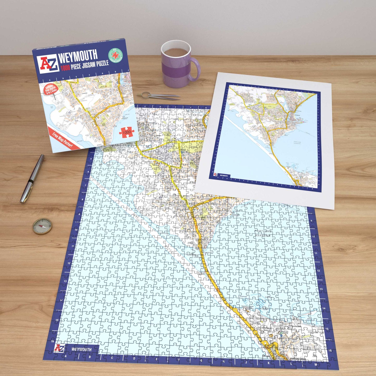 A-Z Map of Weymouth 1000 Piece Jigsaw