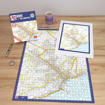 Puzzle mit 1000 Teilen, Karte von Dover von A bis Z
