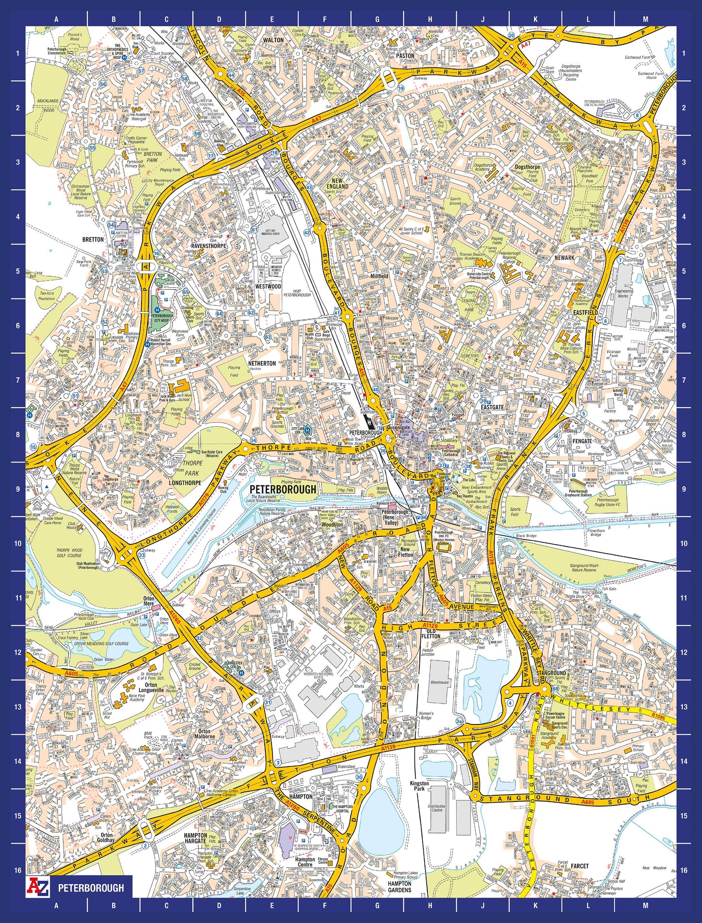 Puzzle de 1000 pièces représentant la carte de Peterborough de A à Z