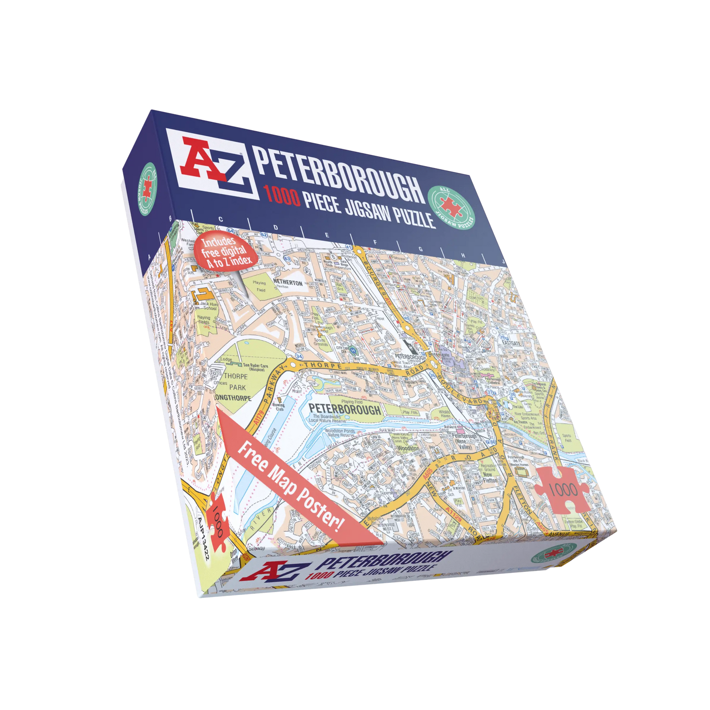 Puzzle de 1000 pièces représentant la carte de Peterborough de A à Z