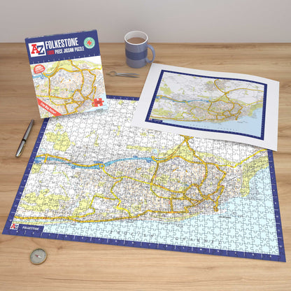 A-Z Map of Folkestone 1000 Piece Jigsaw
