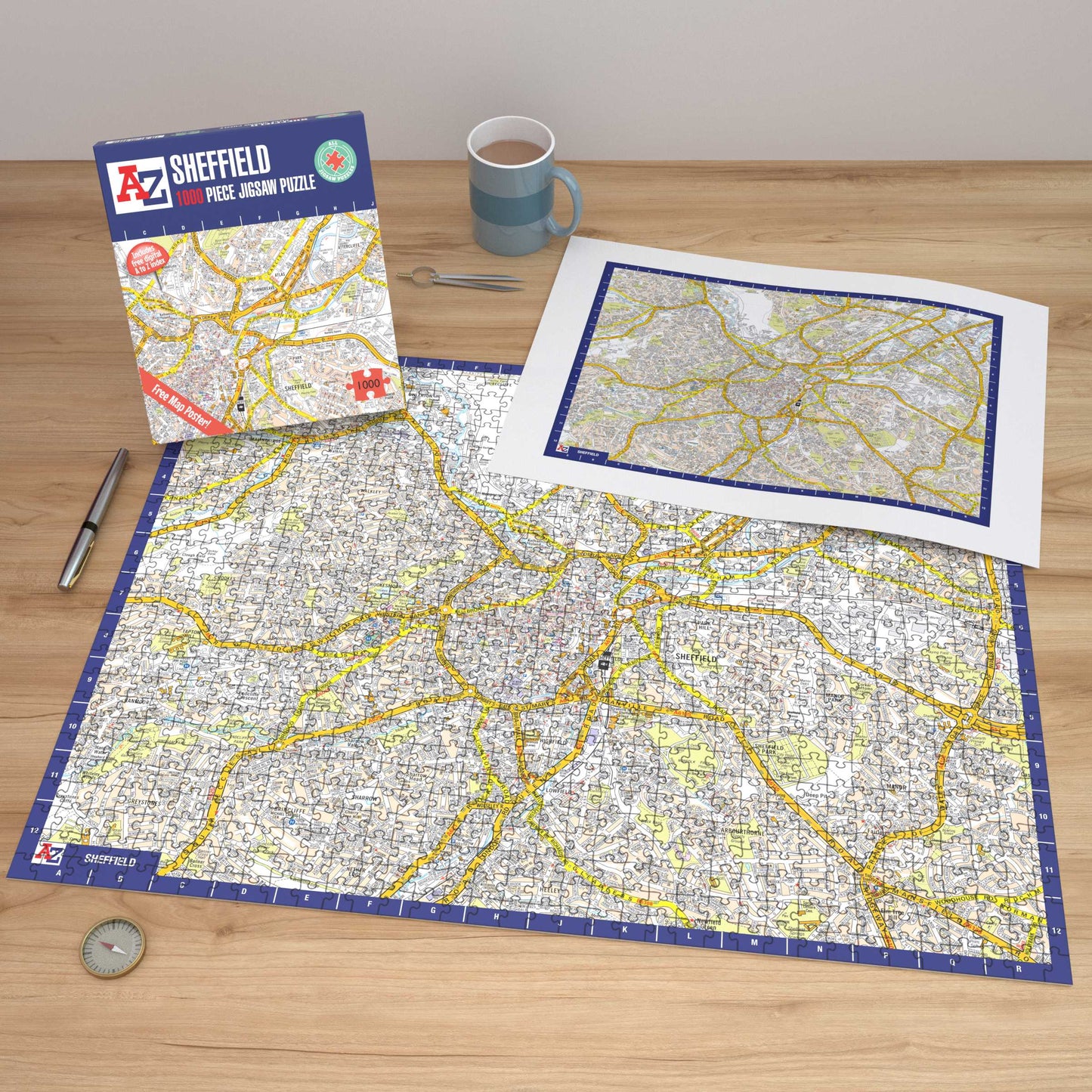 A-Z Map of Sheffield 1000 Piece Jigsaw