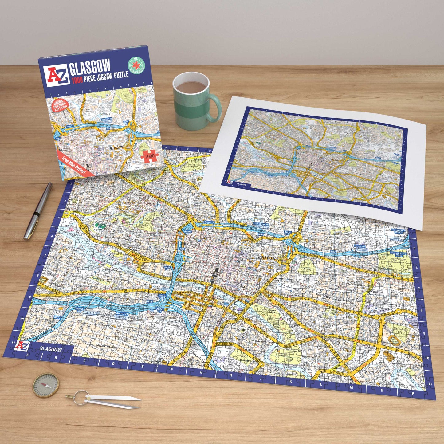 A-Z Map of Glasgow 1000 Piece Jigsaw