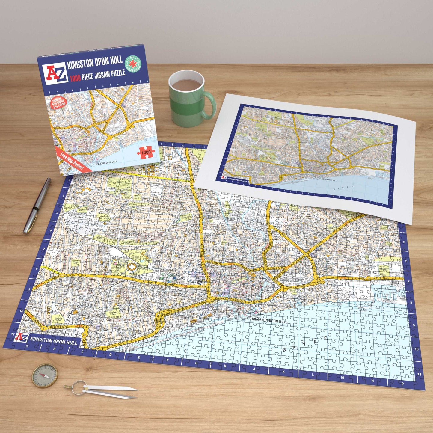 A-Z Map of Kingston Upon Hull 1000 Piece Jigsaw